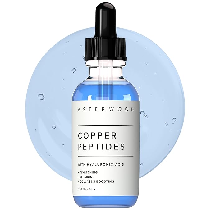 Asterwood Copper Peptides Serum for Face - Tightening, Repairing, Collagen Boosting - with GHK-Cu and Hyaluronic Acid - 2 Fl Oz