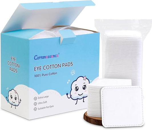 Eye Cotton Pads (160-Count) - 100% Pure Cotton, Lint-Free, Soft-Edged Design, Extra Large, Suitable for Eyes, Apply Toner, Remove Makeup, Spot Cleanse, Remove Nail Polish