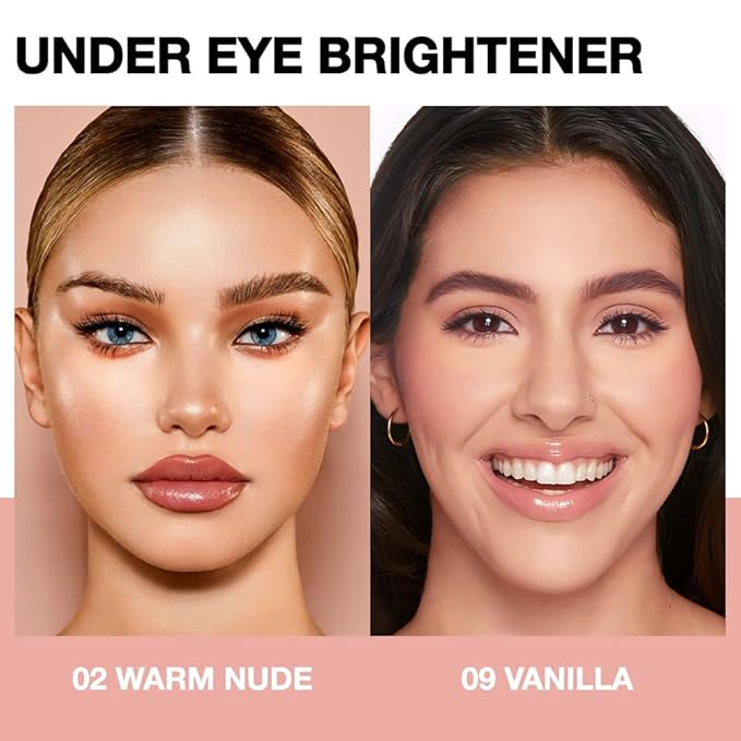 evpct 2Pcs under Eye Corrector Brightener Concealers for Older Women Dark Circles, under Eye Cream Pot Concealer Full Coverage Peach Color Corrector Makeup, Nourishing Waterproof Natural, 02&09