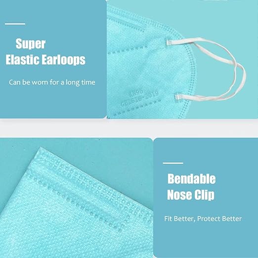 Blue KN95 Face Masks 100 Pack Breathable Disposable Face Masks