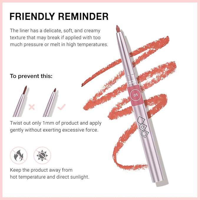evpct Silky Smooth Lip Liner Pencil Retractable, Orange Red Lip Liner Creamy Long-Lasting Formula for Precision Contouring Matte Velvet Pigmented Rich Lip Colors Crayon Lipstick 05