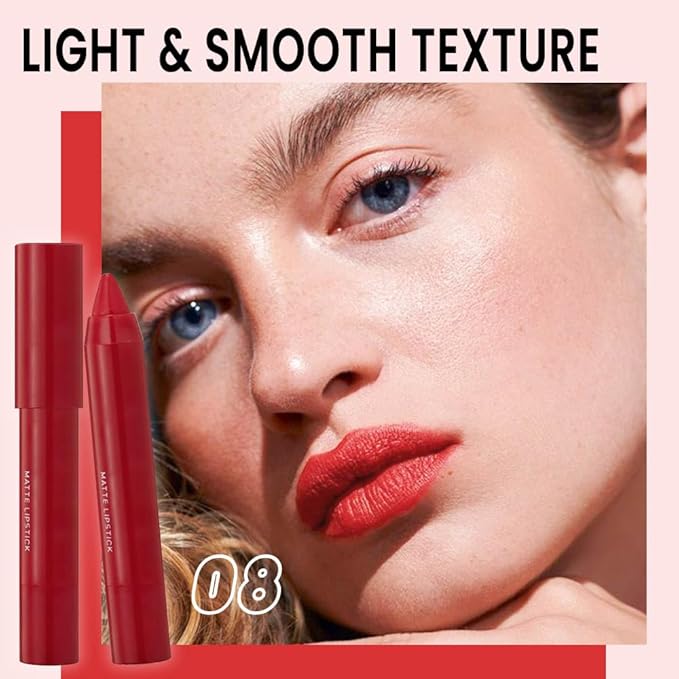 BINGBRUSH Crayon Matte Longwear Lipstick Pack Set,Moisture Smooth Color Stick Ultimate Lip Crayon for Makeup Collection - Waterproof Velvet Lipgloss (3pcs 08#&09#&10#, 3 Count (Pack of 1))