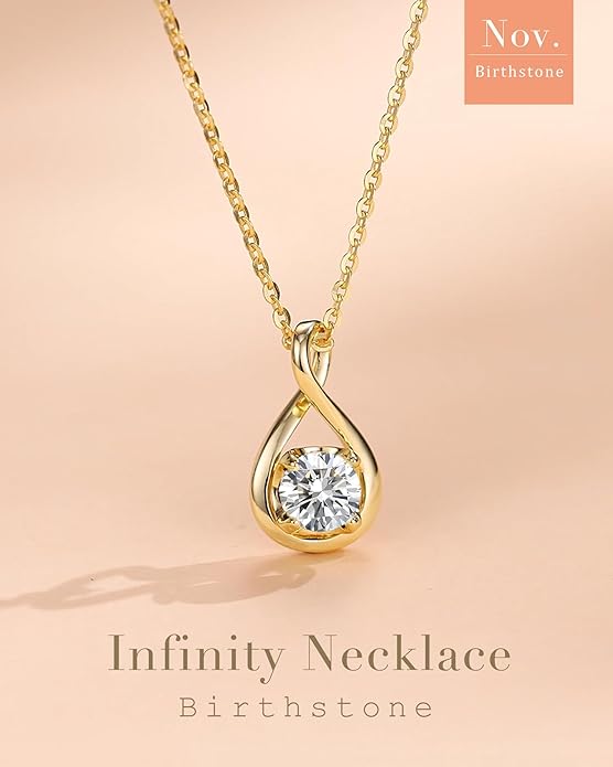 FANCIME Birthstone Necklaces for Women Fine Jewelry Sterling Silver Dainty Infinity Pendant Anniversary Birthday Christmas Gifts for Her Wife Mom Lady Daughter, Chain 16"+2" Extend