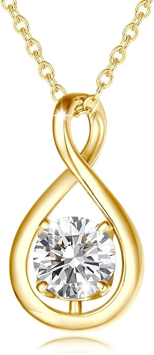 FANCIME Birthstone Necklaces for Women Fine Jewelry Sterling Silver Dainty Infinity Pendant Anniversary Birthday Christmas Gifts for Her Wife Mom Lady Daughter, Chain 16"+2" Extend