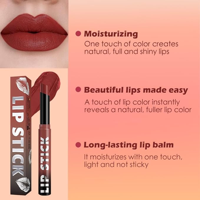 Dark Red Matte Lipstick for Women, Long Lasting Waterproof Transfer-Proof Vegan, 24 Hours Moisturizing Glossy Shine Lip Gloss, Lipstick Palette Beauty Products Makeup All-Day Formula A04#