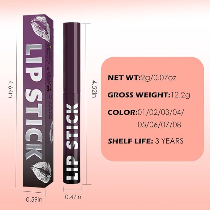 Plum Purple Matte Lipstick for Women, Long Lasting Waterproof Transfer-Proof Vegan, 24 Hours Moisturizing Glossy Shine Lip Gloss, Lipstick Palette Beauty Products Makeup All-Day Formula A08#