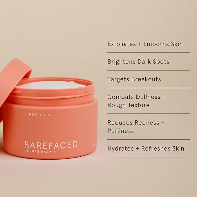 Barefaced Anti-Aging Bundle (Retinoid Alternative) - Toning Pads, Liquid Gold, RetinAL, Hydrating Lotion - Brighten, Retexture, and Hydrate Skin