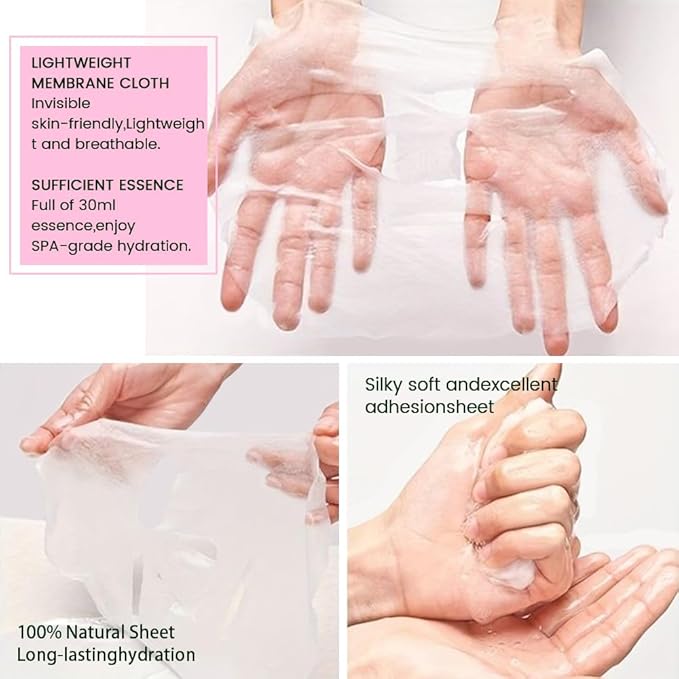 8 Pack Rose Kids Face Mask,Pink Face Masks Skincare Spa Day Kit Supplies,Spa Party Favors for Teens Girls Women,Sheet Facial Mask Skincare Gifts Set,Moisturize Soothe for All Skin Types