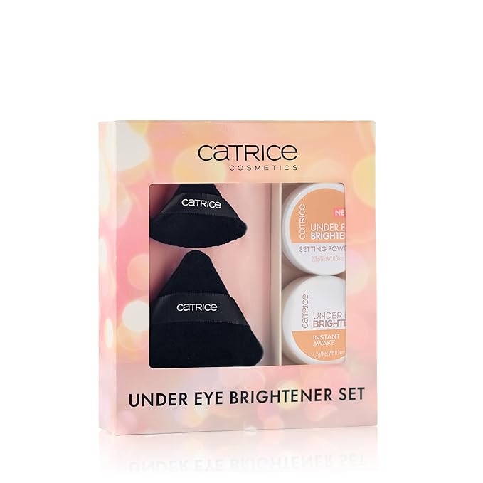 Catrice | Holiday Gift Set Under Eye Brightener & Setting Powder in 020 Warm Nude + Magic Perfector Powder Puff Duo | Bright, Smooth & Long-Wear Finish