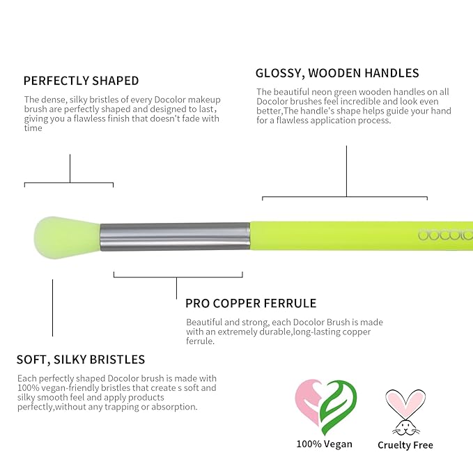 Docolor Eyeshadow Brush Set 15Pcs Eye Makeup Brushes Professional Makeup Brush Set Eye Shadow Blending Concealer Eyebrow Eyelash Eye Liners Premium Synthetic Eyeshadow Crease Brow Brush, Neon Green