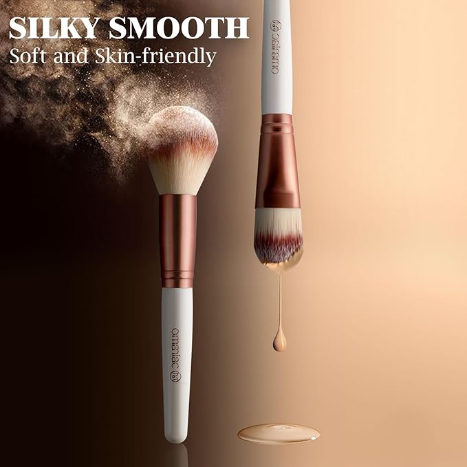 OMANIAC Makeup Brush Set， 20Pcs Professional Makeup Brushes for Foundation,Powder,Eyeshadow,Concealer Cream,Blush Buffe etc,with White Makeup Brushes Kit Case