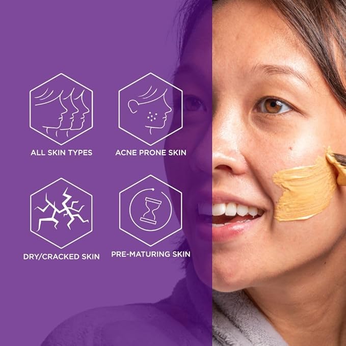 Hey Honey Skin Care Show Your Glow Colloidal Gold Honey Beauty Face Mask | Anti-Aging Hydrating Treatment Reduces Wrinkles Fine Lines | Moisturizing for Dry Skin Hands Elbows | 2.0 oz