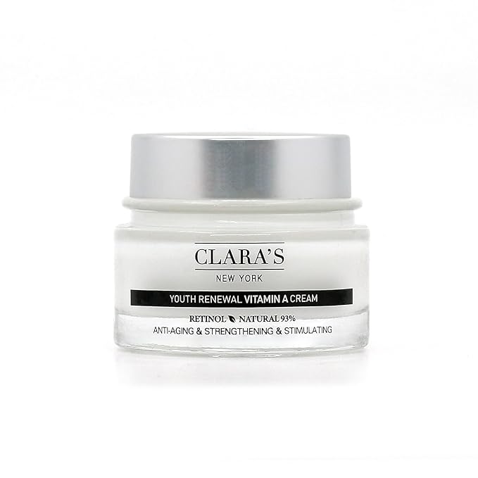 CLARA'S NEW YORK Youth Renewal Retinol (Vitamin A) Facial Cream for Anti-aging, Reducing wrinkles - Rich, Non-sticky, Fast-absorbing Formula, 50ml MADE IN USA