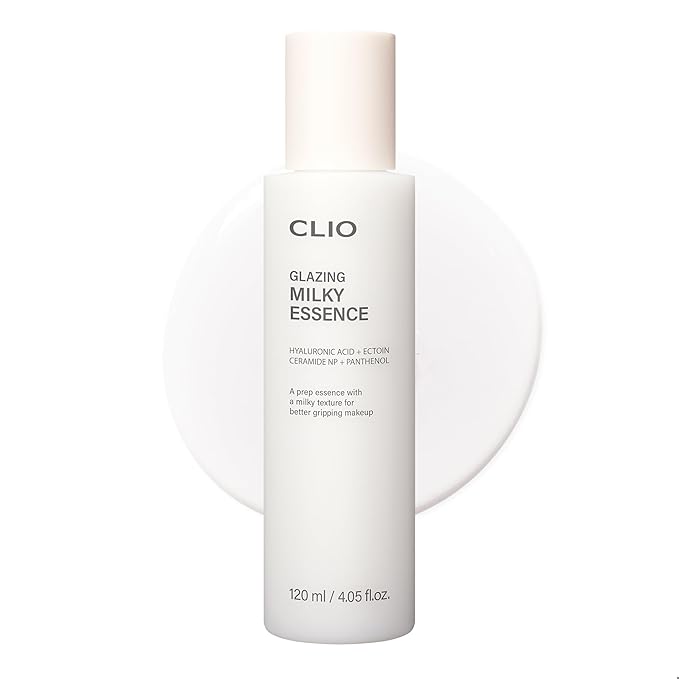 CLIO Glazing Milky Essence for Sensitive Skin, Rice PDRN for Boosting Radiant Glass Skin, Lightweight Hydrating Skin Prep for Makeup, Repairing Skin Barrier with Ceramide, Korean Skincare, 4.05 Fl Oz