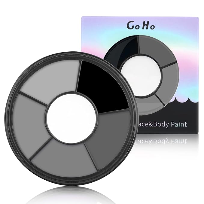 Go Ho 6 Colors Grey Face Body Paint,Cream Washable Formula Face Painting for Halloween Cosplay,Body Paint SFX Makeup Palette,Professional Face Paint Gray Vampire Zombie Makeup