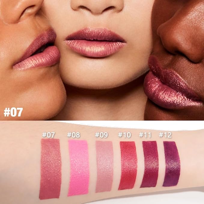 Coral Pink Metallic Lipstick for Women,Lightweight Shimmer Frosted Lipstick,Glitter Lip Gloss Stain Long Lasting Waterproof Smudge Proof 24 Hour Full Coverage Lip Makeup,Vegan