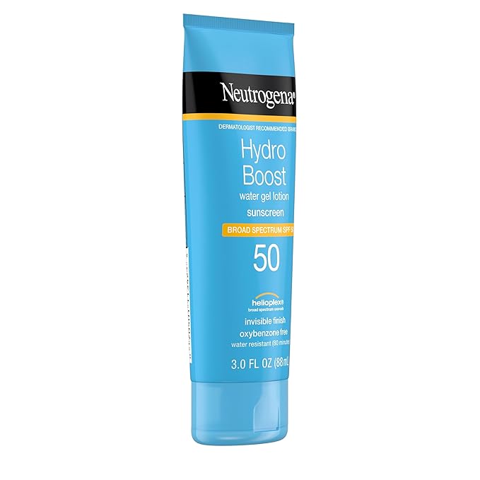 Neutrogena Hydro Boost Moisturizing Water Gel Sunscreen Lotion with Broad Spectrum SPF 50, Water-Resistant & Non-Greasy Hydrating Sunscreen Lotion, Oil-Free, 3 fl. oz, 3 Pack