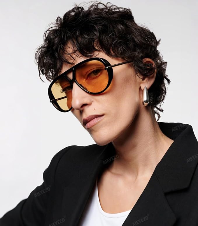 AIEYEZO Oversized Aviator Sunglasses Women Men Fashion Retro Big Frame Sun Glasses Designer Ladies Shades