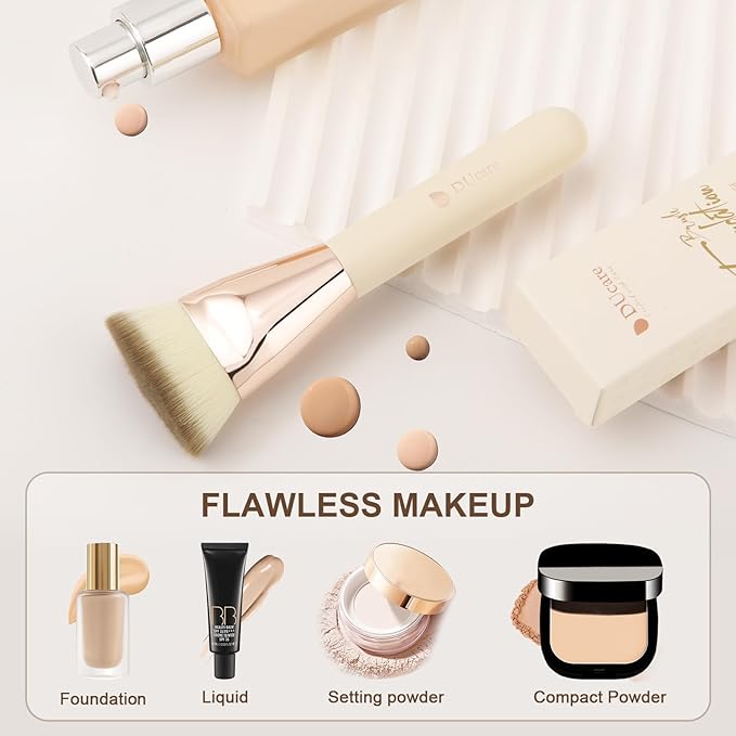 DUcare Foundation Brush for Liquid Makeup, Flat Top Professional Kabuki Brush Buffing Blending Mineral Powder Large Makeup Face Brush
