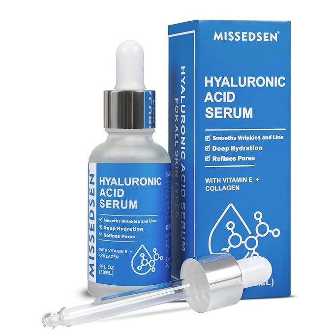 Hyaluronic Acid Serum with Collagen Vitamin E Oil for Skin Care, Hydrating, Brightening Serum for Face anti aging for All Skin Types Daily Use 1Fl oz