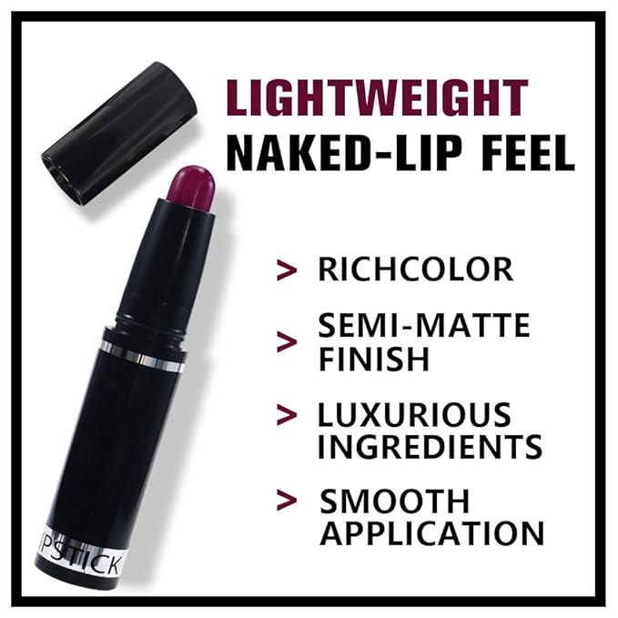 Dark Purple Matte Lipstick Crayon Pencil Set,Velvet Lip Stick for Women 24 Hour Long Lasting Waterproof Lip Liner,Magic Lipstick 24 Hours Original Lip Liner Makeup Stain Long Lasting Waterproof