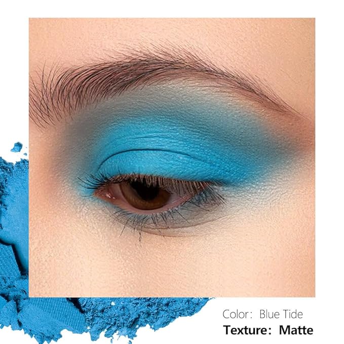 Matte Eyeshadow Sky Blue Soft Matte Finish, Single Magnetic Pan for DIY Makeup Palette, Smooth Powder, Long Lasting and Buildable (Blue Tide)
