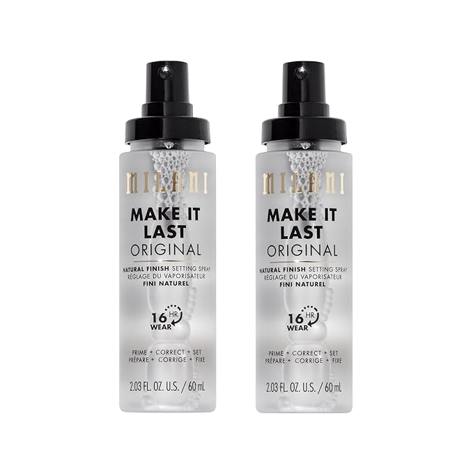 Milani Setting Spray + Primer, Make It Last Original - Natural Finish with Niacinamide for Hydration, Setting Spray for Makeup and Face Primer, 3-in-1 Prime + Hydrate + Set, 2.03 Fl. Oz - 2 Pack