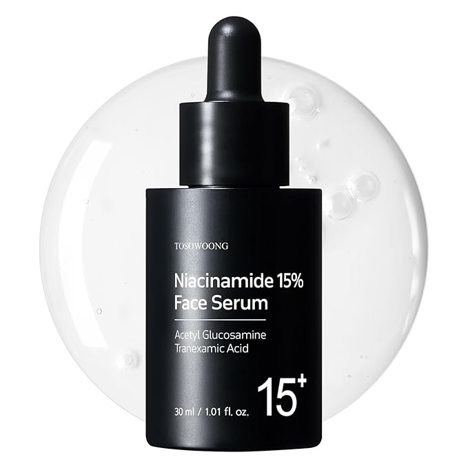TOSOWOONG Niacinamide 15% Face Serum, 150,100ppm Niacinamide, Tranexamic acid, Dark Spot Corrector, Glass Skin, Radiant Complexion, Pore Minimizer, Even Skin Tone, Korean Skin Care, 30ml, 1.01 fl.oz.