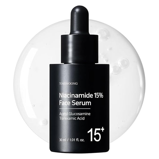 TOSOWOONG Niacinamide 15% Face Serum, 150,100ppm Niacinamide, Tranexamic acid, Dark Spot Corrector, Glass Skin, Radiant Complexion, Pore Minimizer, Even Skin Tone, Korean Skin Care, 30ml, 1.01 fl.oz.
