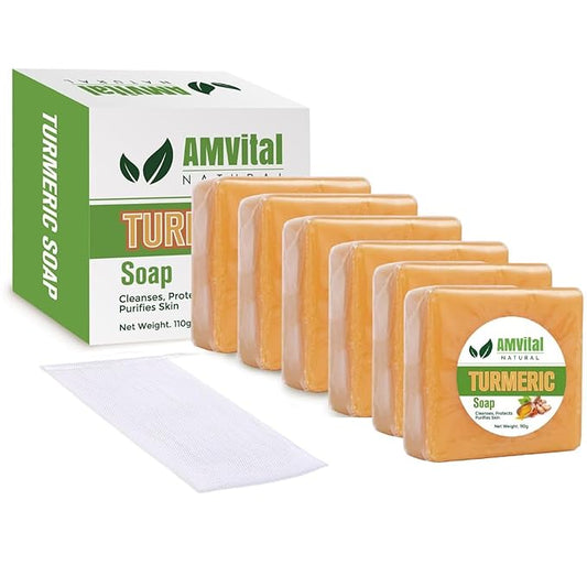 AMVital Turmeric Soap Bar for Face & Body, Smooth Skin, Natural Handmade Soap