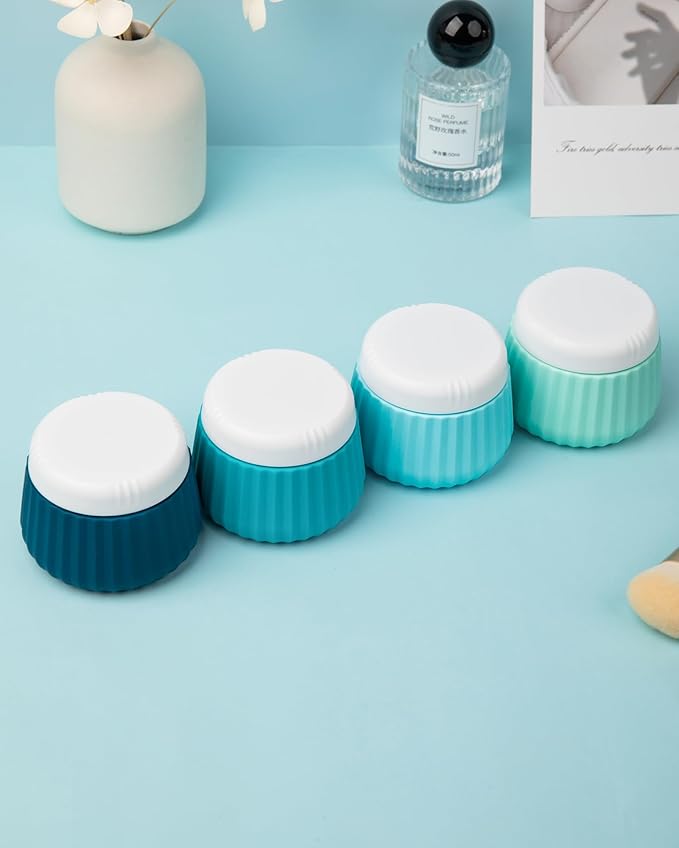 Travel Containers for Toiletries 4 Pack, TSA Approved Travel Size Toiletries, Travel Size Containers, With Clear Bag Leak Proof Silicone Jars, Travel Essentials Creams Jars Carrying Small Items