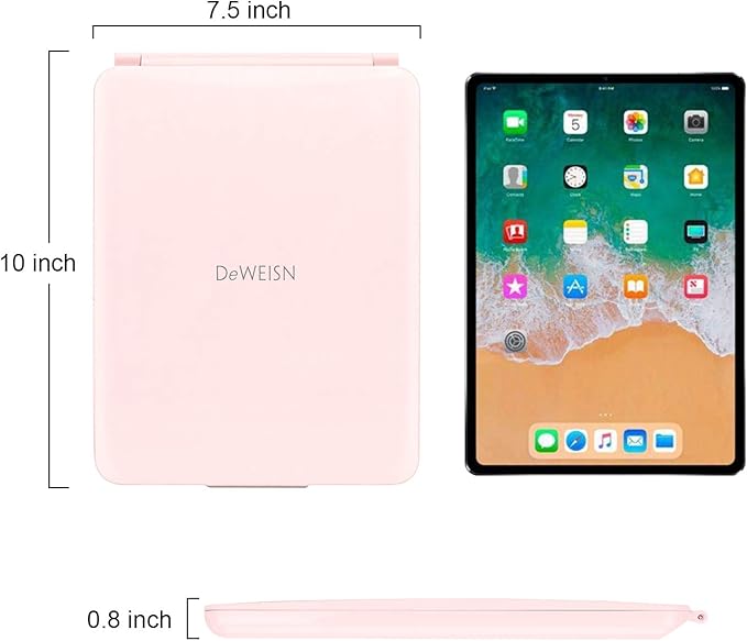 deweisn Folding Travel Mirror Lighted Makeup Mirror with 72 LEDs 3 Colors Light Modes, USB Rechargable, Portable, Ultra Thin, CompactVanity Mirror with Touch Screen Dimming for Cosmetic (Pink)