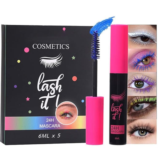 5PCS Waterproof & Sweat-Proof Voluminous Colored Mascara Set - Smudge-Proof, Lengthening, Curling, Multiplying, Defining Formula, Long-Lasting Colorful Cruelty-Free Kit for women,Daily Makeup