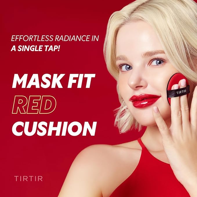 TIRTIR Mask Fit Red Cushion Foundation | Full coverage, Weightless, Skin fit, Satin Glow Finish, Korean Makeup, beauty, Tattoo cover up, Buildable (#21N Ivory, 0.63 Fl Oz)