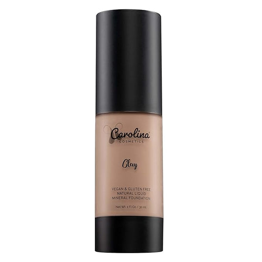 Plant-Based Foundation in Clay Shade - Hydrating, Pore-Minimizing & Buildable Coverage - Vegan, Non-GMO, Gluten-Free, Paraben-Free - Sun Protection - 1Fl Oz