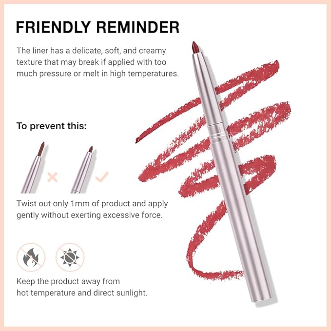 Retractable Lipliner Pencil Waterproof Makeup for Lip Liner and Eye Liner, Smooth and Creamy, Long Lasting Matte Finish, Vegan Beauty, Matte Velvet Pigmented Lip Liner (09#Orange Red, 1)
