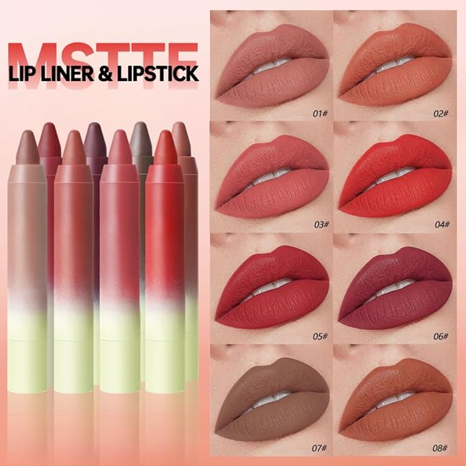 Warm Rosewood Matte Lip Liner Pencil – Smooth & Moisturizing Lip Pencil for Precise Contour, Rich Color Payoff, Lightweight Everyday Lip Makeup, Twist-Up Design,03#