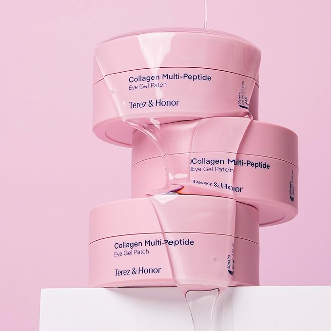 TEREZ & HONOR Peptide Collagen Under Eye Patches - 60 Korean Firming, Glowing & Hydrating Hydrogel Mask for Puffy Eyes, Dark Circles, Wrinkles, Fine Lines, Undereye Bags - Anti-Aging Eye Gel Pads