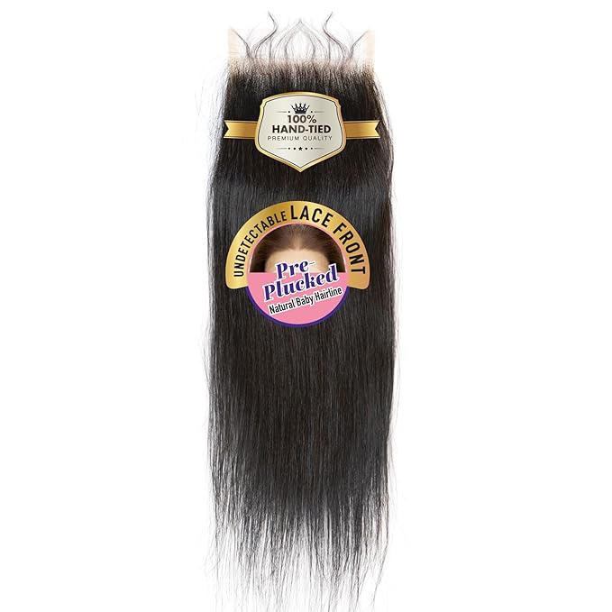 Foxy Silver Lady HD Lace Closure, 4x4 Pre-Plucked Hand-Tied Human Hair Lace Piece, Unprocessed Brazilian Natural Hair, Invisible Seamless Closure Piece, 35g (Natural Brown, 18)