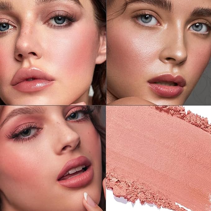 Soft Peach Orange Matte Powder Blush Palette Cheeks Face Makeup, Achieves an Elegant, Natural Finish, Lightweight, Smooth, and Long-Lasting without Smudging, Suitable for All Skin Tones