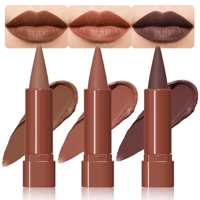 3Pcs Nude Lipstick Lip Liner Matte Sets,Light to Dark High Pigmented Velvet Lipstick Lipliner for Daily Makeup,for Women Long Lasting Waterproof 24 Hours Lip Stick Lip Stain Makeup Gift Sets