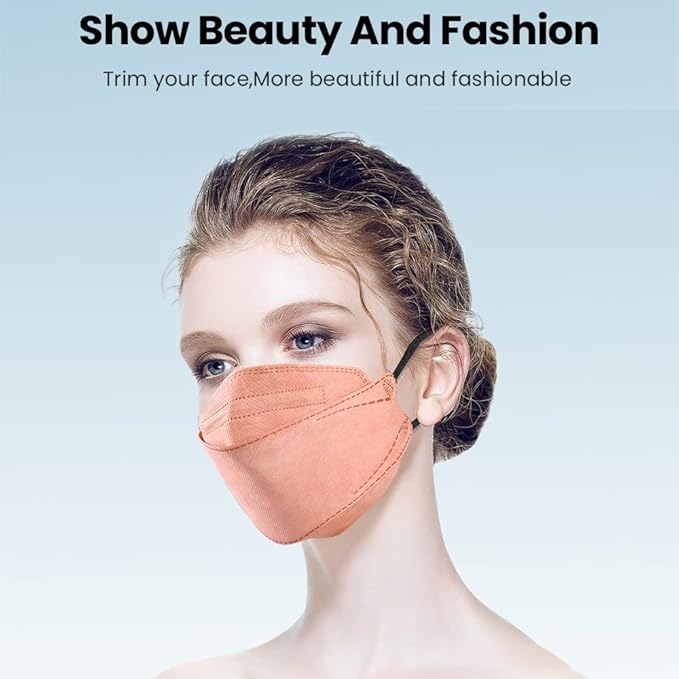 100Pcs KF94 Masks, Individually Wrapped 3D Fish Type Masks for Adult, 4 Layer Protective Face Mask