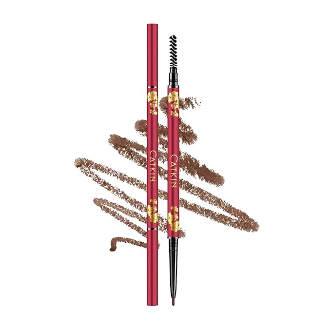 CATKIN Ultra-Fine Automatic Eyebrow Pencil, Smudge-Proof & Waterproof Formula, High-Pigment, Built-in Spoolie Brush, Natural Looking Brows Stay All Day (C03 Dark Brown)