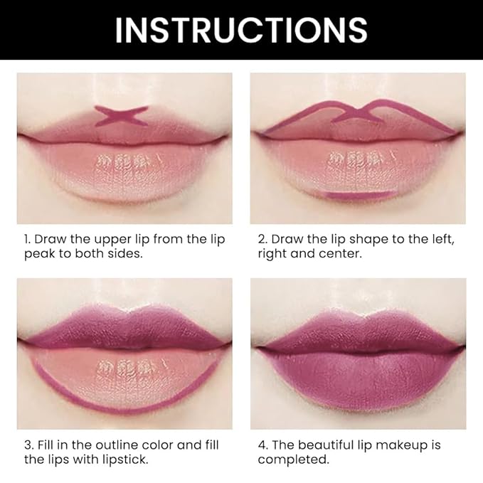 2-in-1Light Plum Rose Lip Liner & Lipstick Set Kit for Women, Matte Lips Kit with Lip Liner Lip Stains Long Lasting Waterproof 24 Hour Lipstick and Lip Liners Combo Lipliners Pencil Set 24