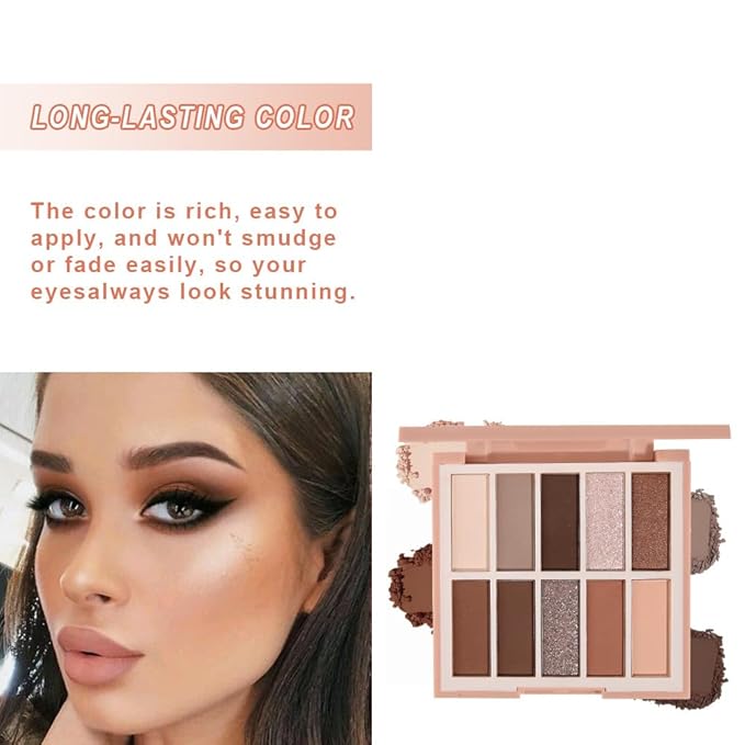 Neutral Nude Eye Shadow Palette,Matte Brown Bronze Naked Cream Eyeshadow Palette,Make Up Pallets for Women Natural Eyeshadows for Eyes Long Lasting Naturing-Looking