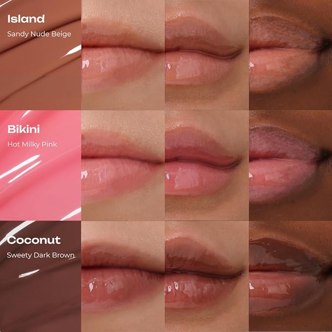 PDRN Tinted Lip Serum – High Gloss Ultra Hydrating Natural Glow, Non-Sticky Volumizing Color Glaze with Long-Lasting Shine, Nourishing Moisturizing Repair for Chapped Lips (0.34 oz) (coconut)