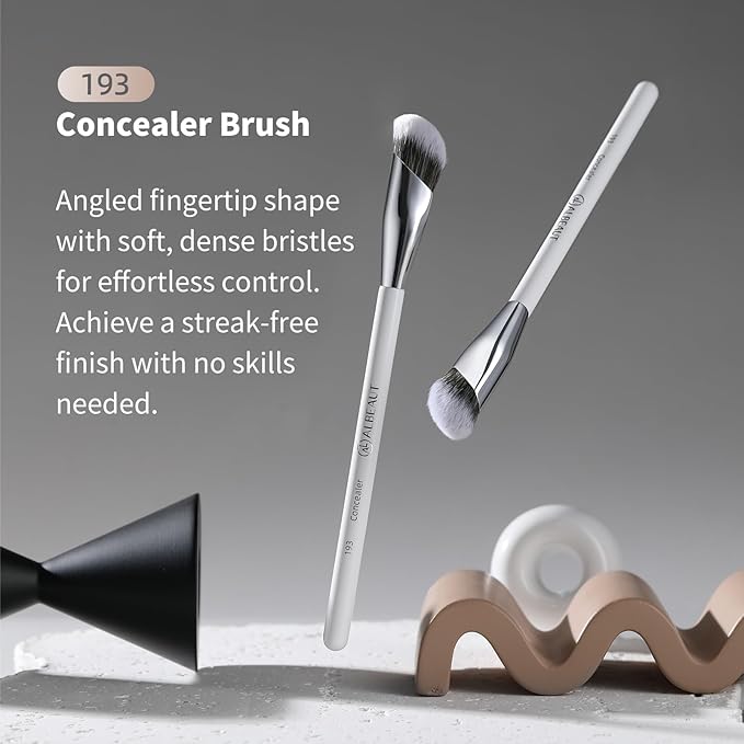 Concealer Makeup Brushes 2 PCS Angled Brushes for Liquid, Cream, Stick Concealer Foundation Nose Contour Eyeshadow Blending(193-2pcs)