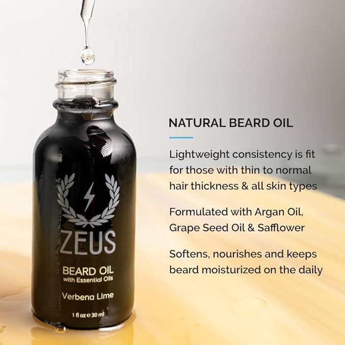ZEUS Deluxe Men’s Beard Care Gift Set – Luxury Holiday Grooming Kit with Wash, Oil & Brush, Perfect Present for Husband, Dad or Boyfriend (Vanilla Rum)
