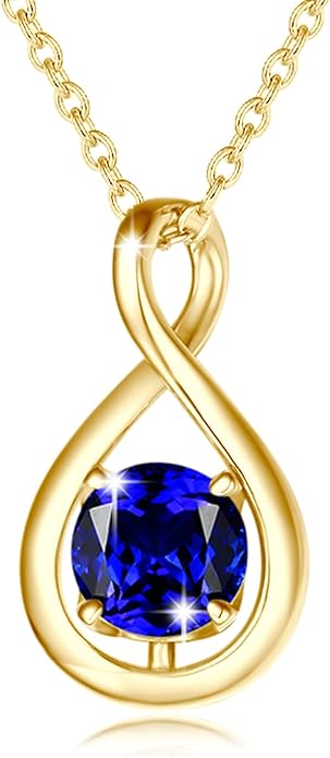 FANCIME Birthstone Necklaces for Women Fine Jewelry Sterling Silver Dainty Infinity Pendant Anniversary Birthday Christmas Gifts for Her Wife Mom Lady Daughter, Chain 16"+2" Extend
