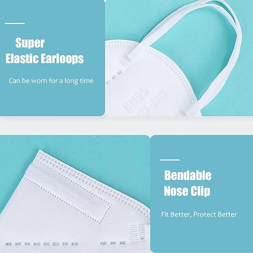 White KN95 Face Masks 100 Pack Breathable Disposable Face Masks